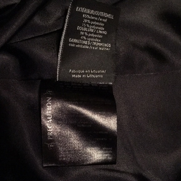 Mackage Black long wool blend with REAL LEATHER BELTS n TRIM NWT - Picture 12 of 17